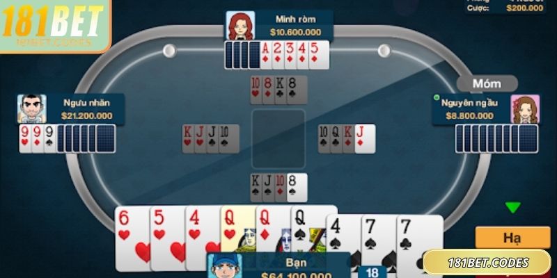 Game phỏm 181Bet với giao diện tối ưu
